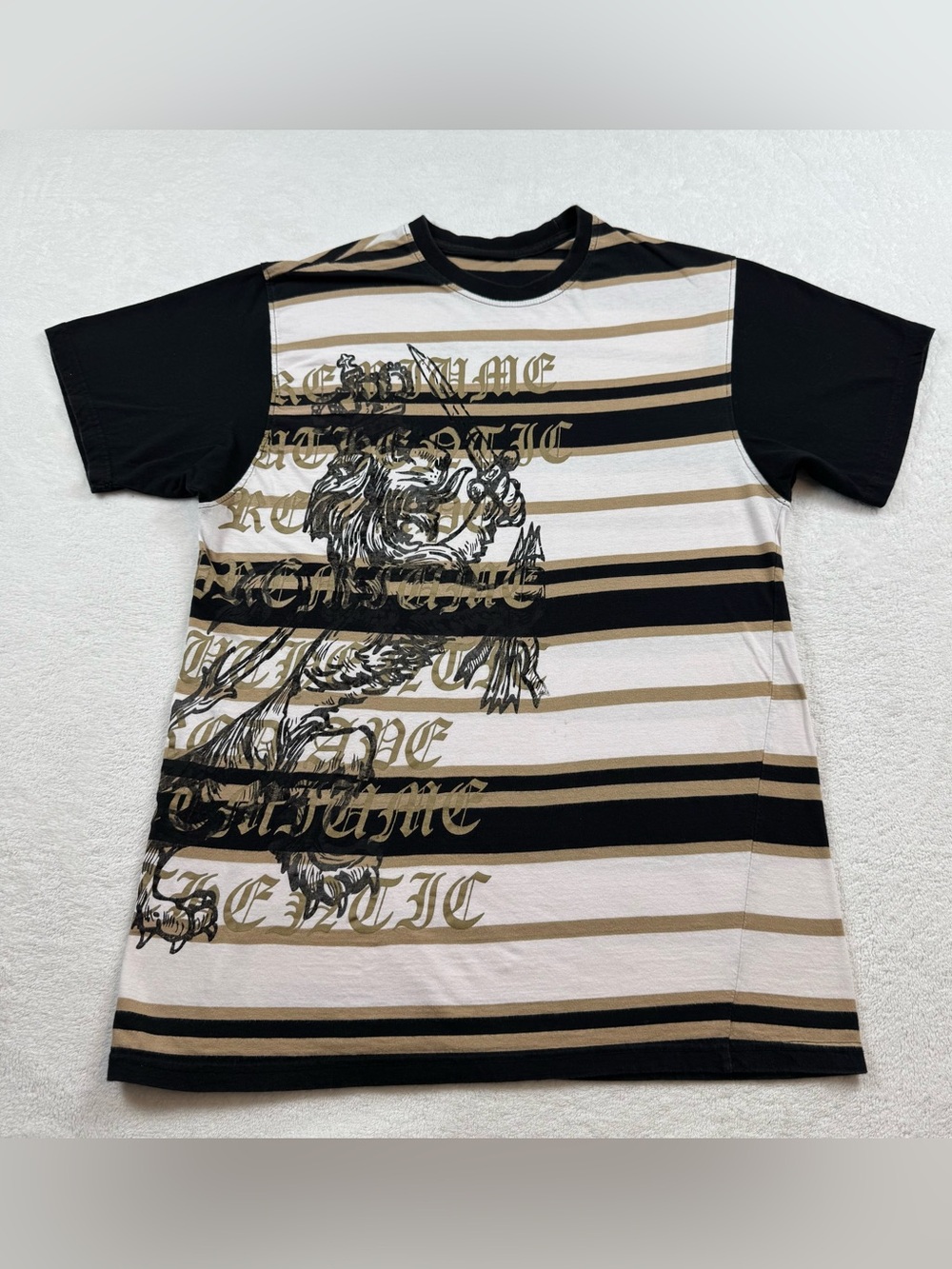 Red Ape Royalty crew neck t-shirt men’s size Large striped multicolor pullover